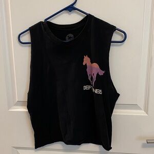 Black Sleeveless Top with Horse Graphic
